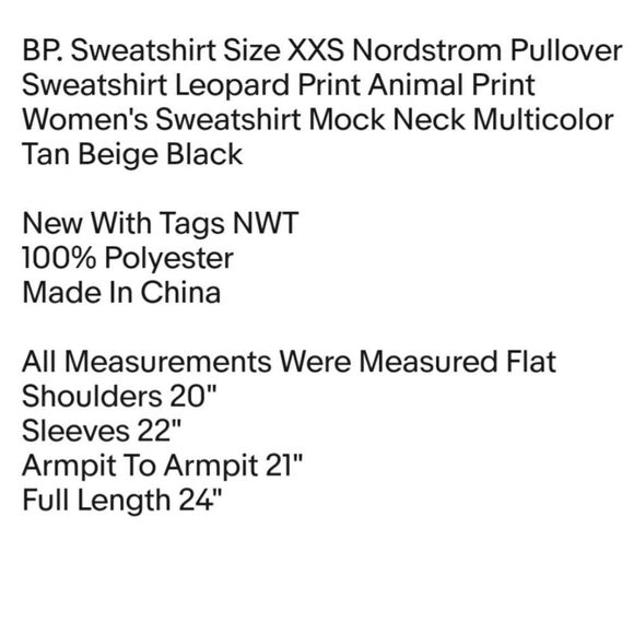 BP. Sweatshirt Size XXS Nordstrom Pullover Sweatshirt Leopard Print Animal Print - Picture 2 of 5